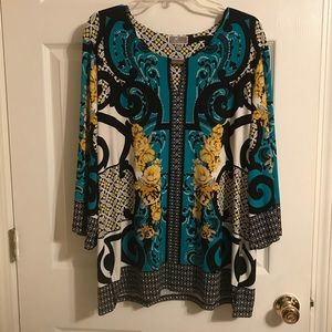 Blue & Yellow Floral & Paisley Top
